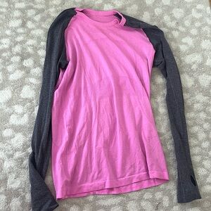 Lulu lemon hot pink and grey long sleeve top